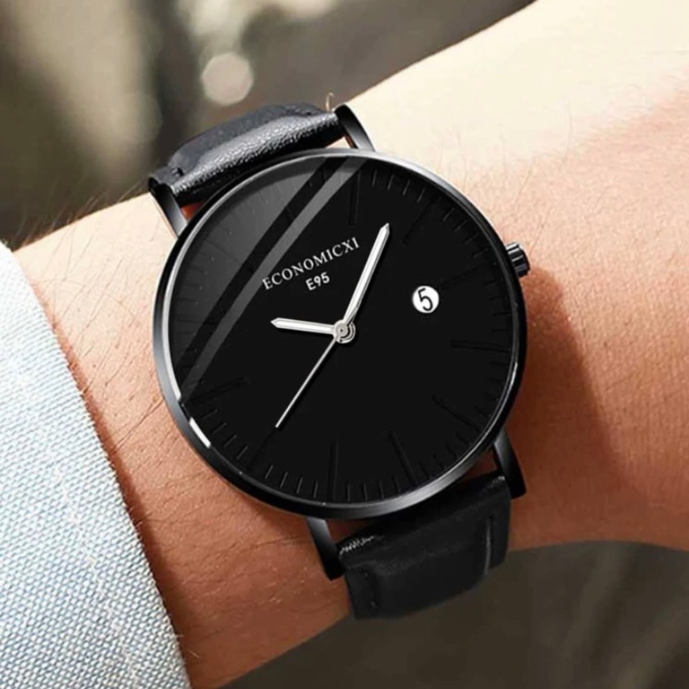 Guys Round Pointer Date Quartz Watch